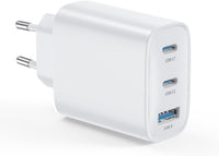 Adaptador de cargador USB C Fuente de alimentación 3 puertos Enchufe múltiple con USBC y USB A