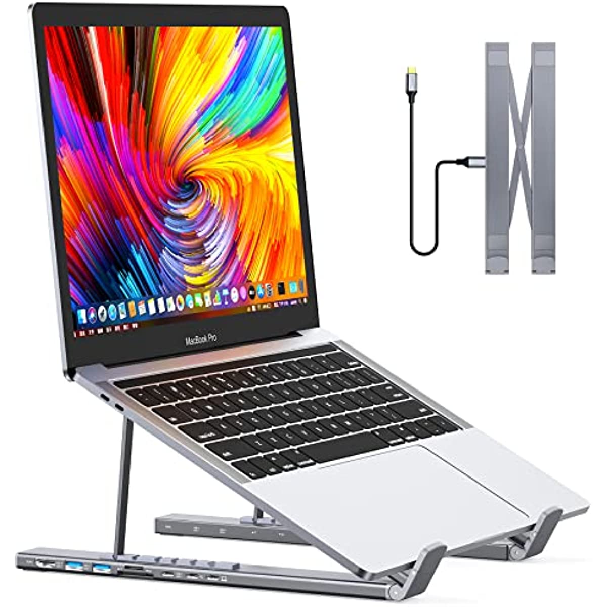 USB C Laptop Docking Station Stand, 7 in 1 USB C Hub with 4K HDMI